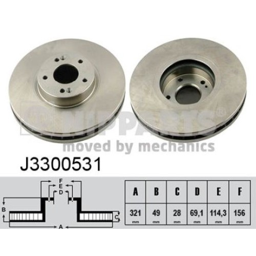 Преден спирачен диск комплект J3300531 Hyundai Kia